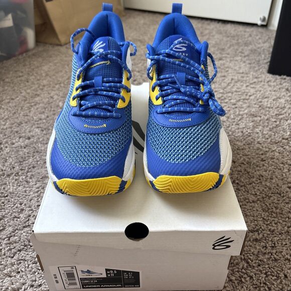 Under Armour Curry 3Z7 Basketball Shoes Men’s 9.5 Blue Yellow White 3026622-400 - Picture 1 of 6